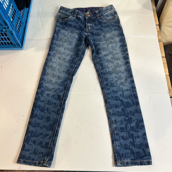 Lands' End Other - Lands End Dark Blue Denim Horse Print Skinny Jeans Girls Size 8